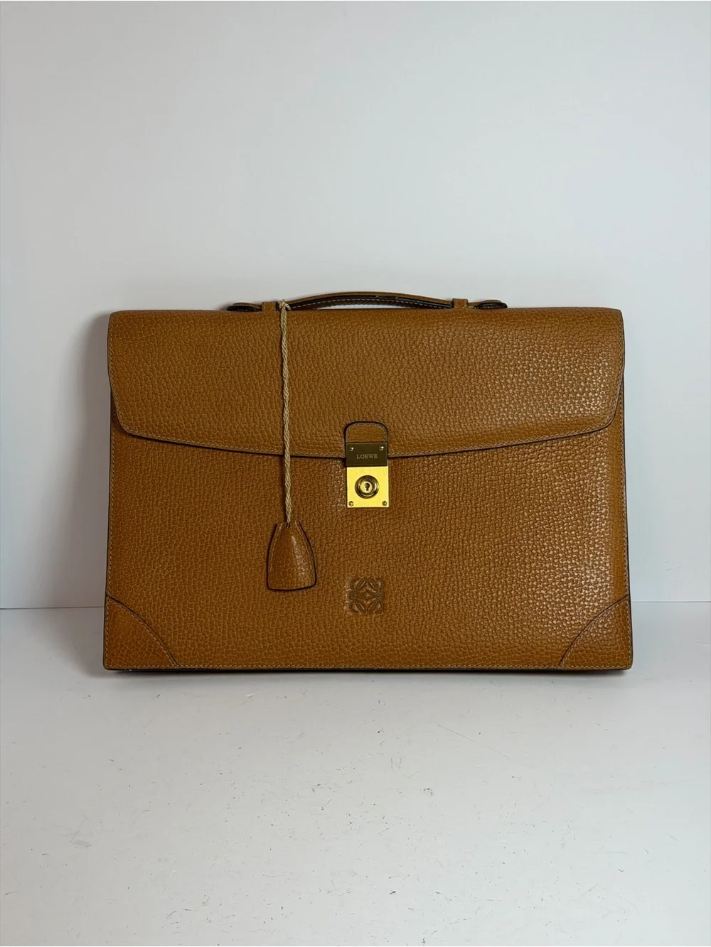 Vintage Loewe Textured Brown Leather Briefcase